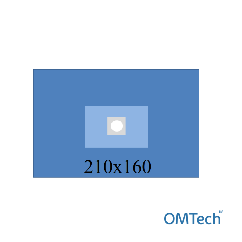 Покриття операційне OMTech™ для ЛОР-хірургії №3 210см х 160см з адгезивним операційним полем діаметром 15 см (СМС - 35 г/м2), стерильне